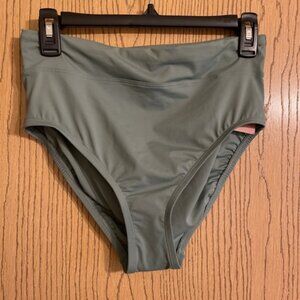 Women's shade and shore high waisted bikini bottoms full coverage green size med